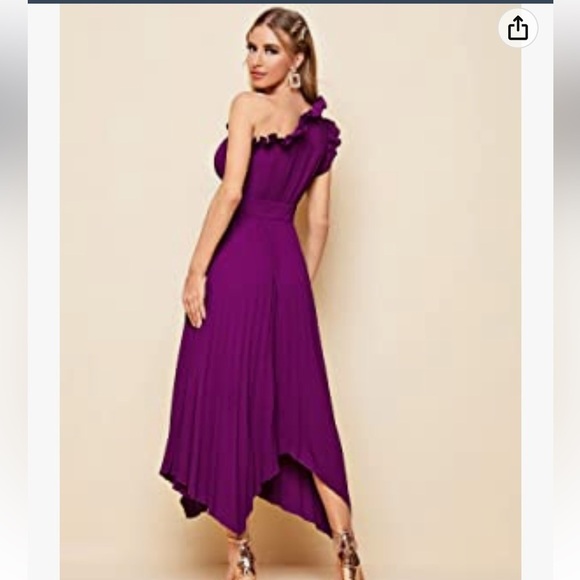 M. Boho Ruffle Trim One Shoulder Sleeveless Pleated Long Dress M. - Picture 5 of 16